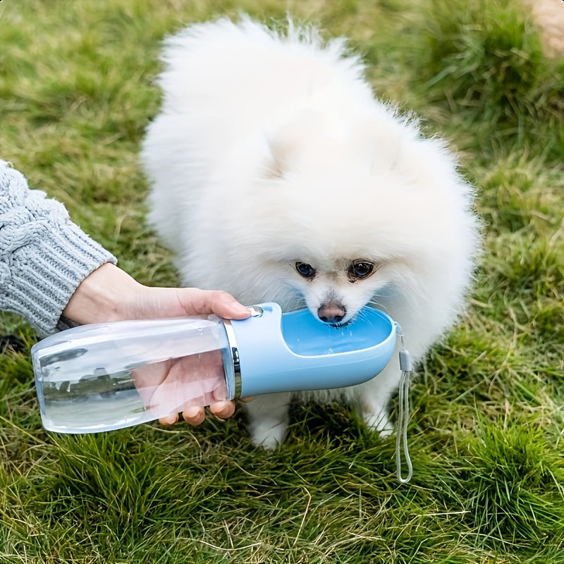 Portable Pet Water Bottle with dry food container- Leak Proof Design, With Carrying Strap, PP Material, Suitable For Outdoor Adventures,