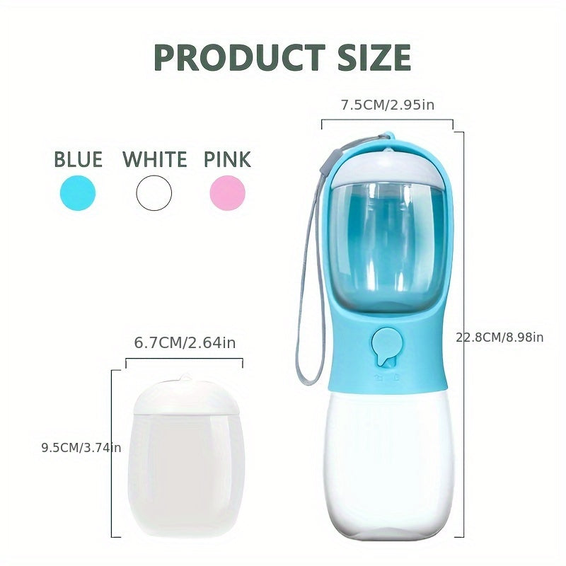 Portable Pet Water Bottle with dry food container- Leak Proof Design, With Carrying Strap, PP Material, Suitable For Outdoor Adventures,