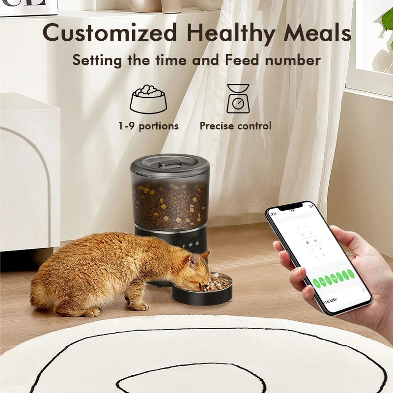 Automatic Smart Pet Feeder for cats dogs.  Customize healthy dry food.
