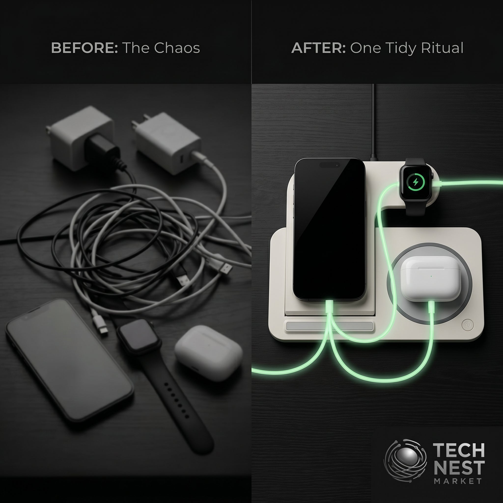 3 in 1 Fast Charging station, Foldable, for IPhone, Apple Watch,  Airpods