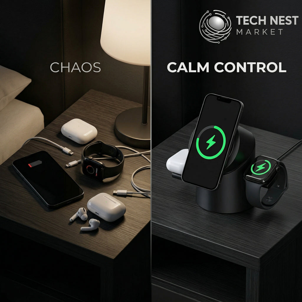 3 in 1 Fast Wireless Magsafe Charging Dock for iPhone, Apple Watch, Airprods.  Compact to travel.