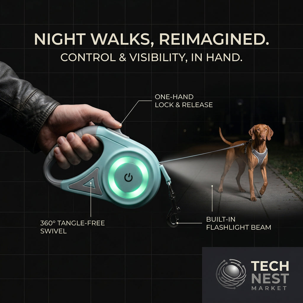 5M Automatic Retractable Dog Leash with Led Flashlight