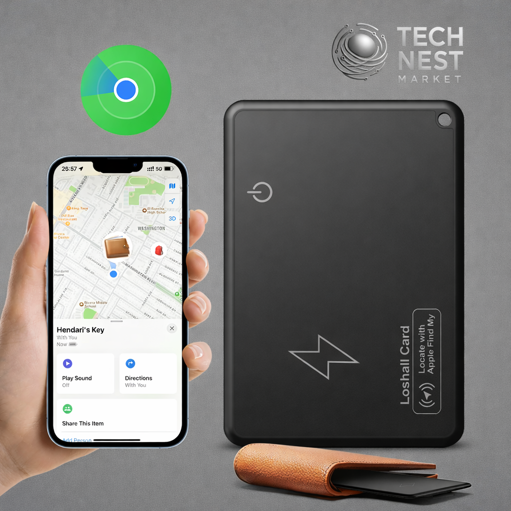 Wallet Smart Tracker Card, works with Apple Find My App.
