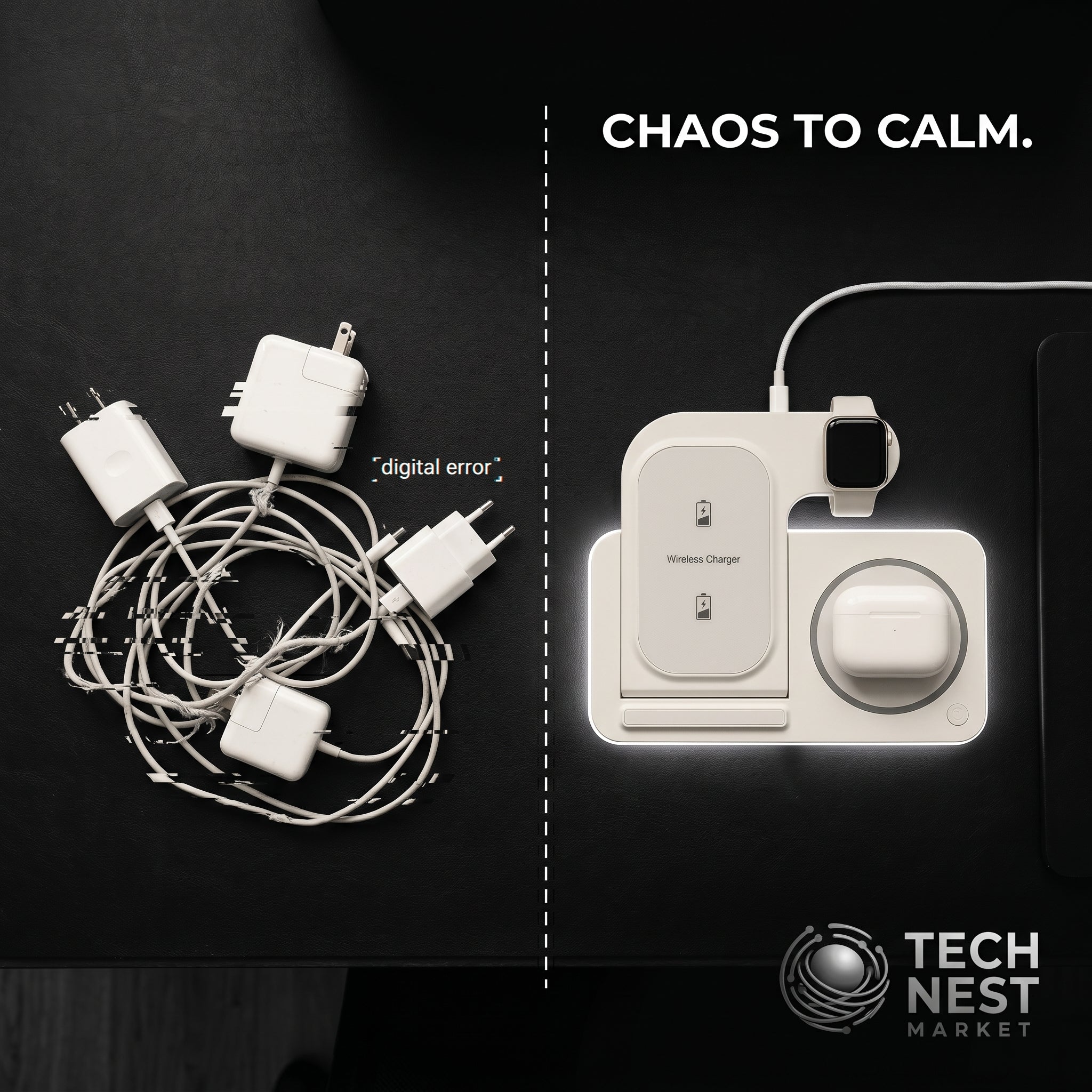 3 in 1 Fast Charging station, Foldable, for IPhone, Apple Watch,  Airpods