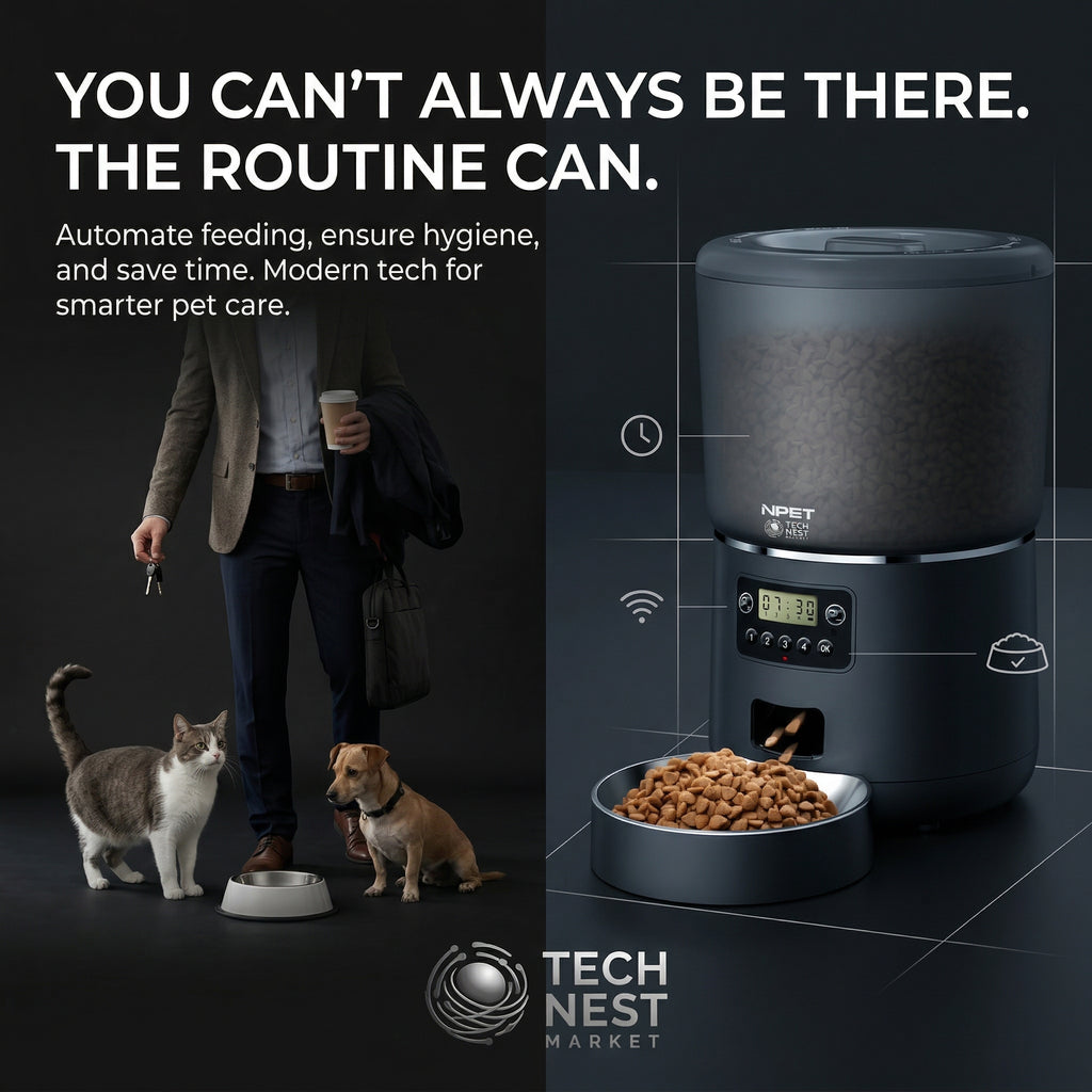 Automatic Smart Pet Feeder for cats dogs.  Customize healthy dry food.