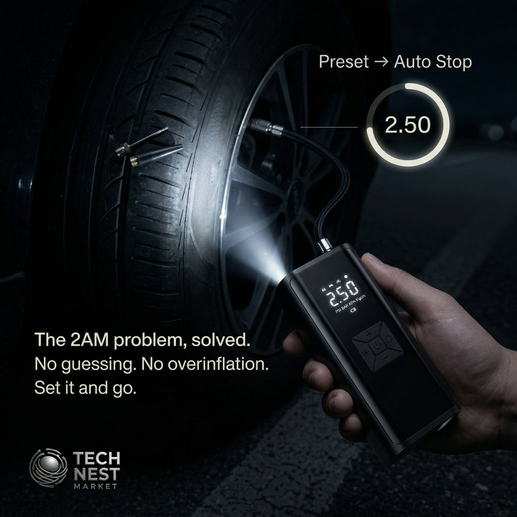 Portable Air Pump, LED Display, Wireless for Vehicle, Motorcycle,  Balls