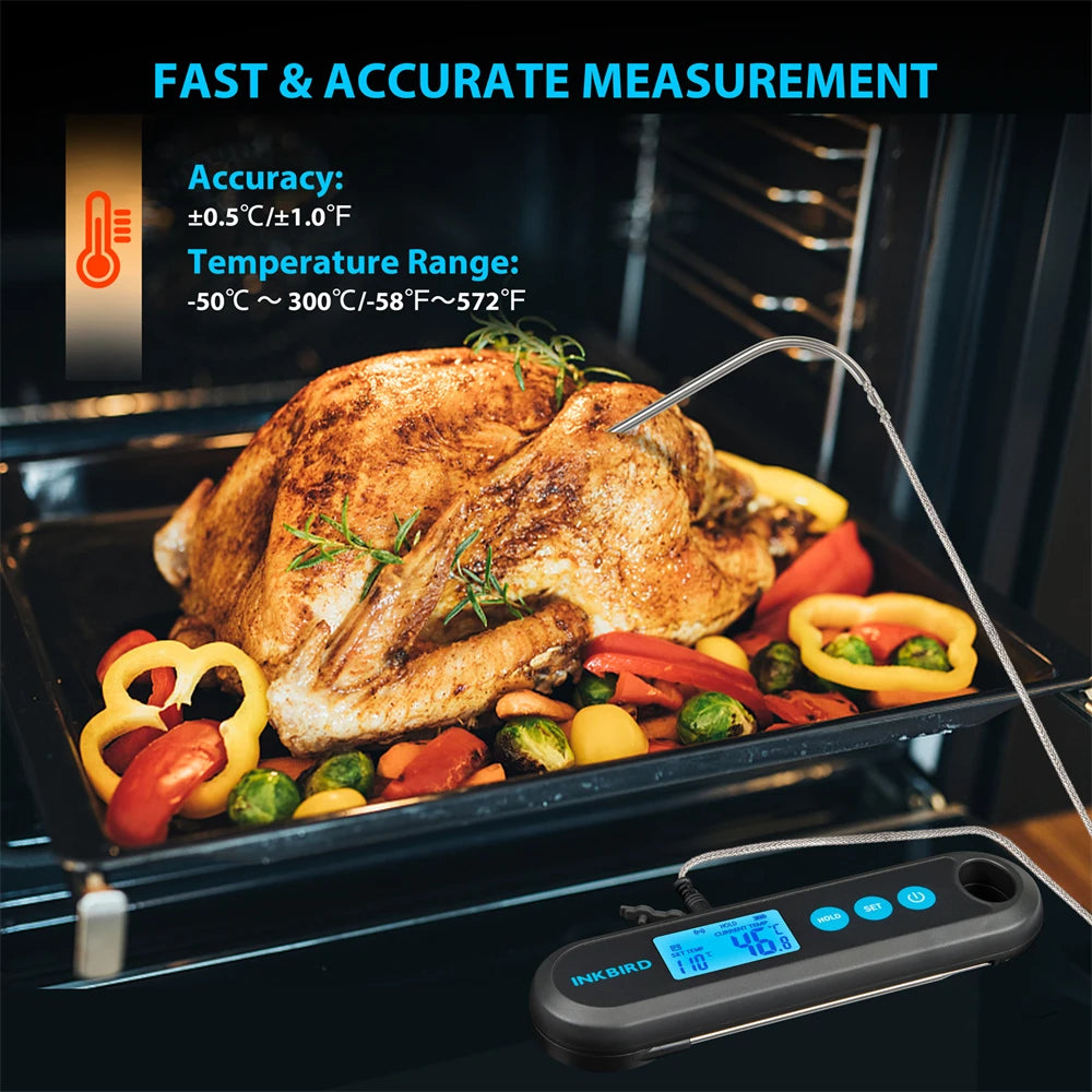 Digital Meat Thermometer With 2 External Probes, Backlight Display 2 Sec Instant Readout Bluetooth Rechargeable