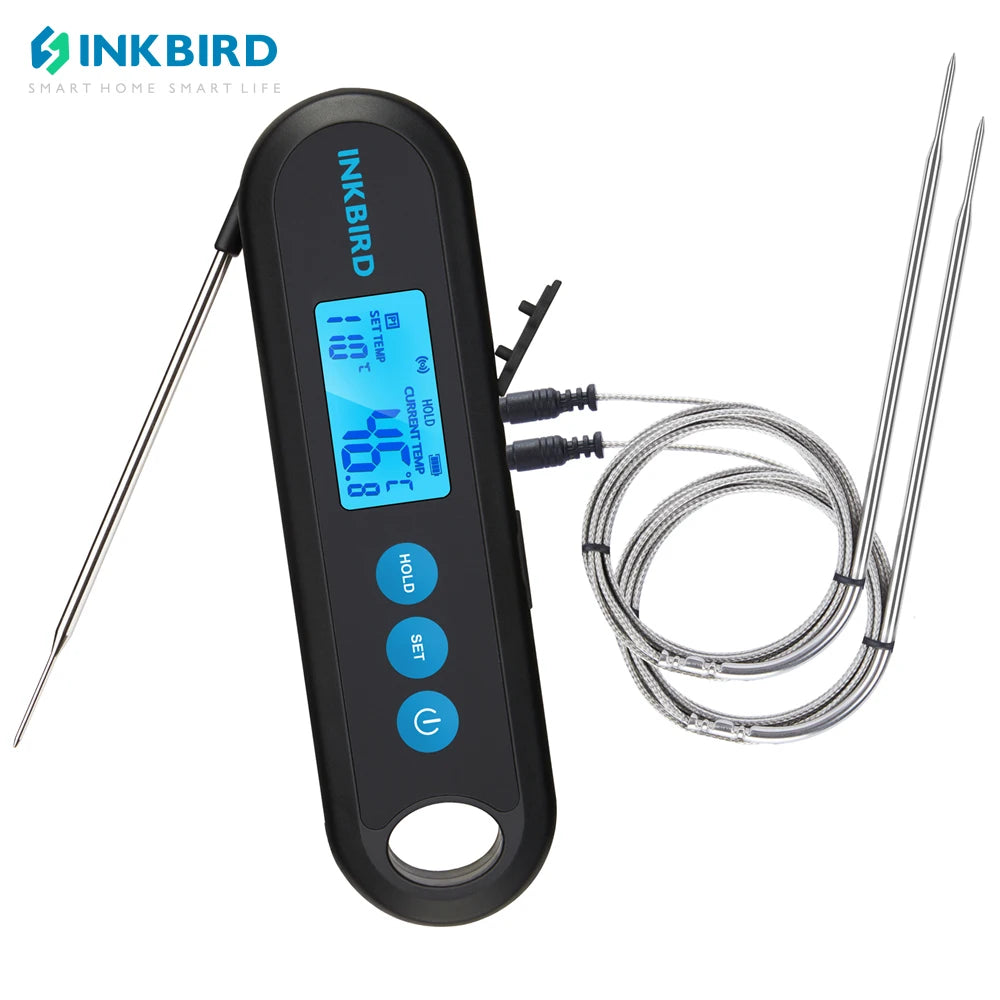 Digital Meat Thermometer With 2 External Probes, Backlight Display 2 Sec Instant Readout Bluetooth Rechargeable