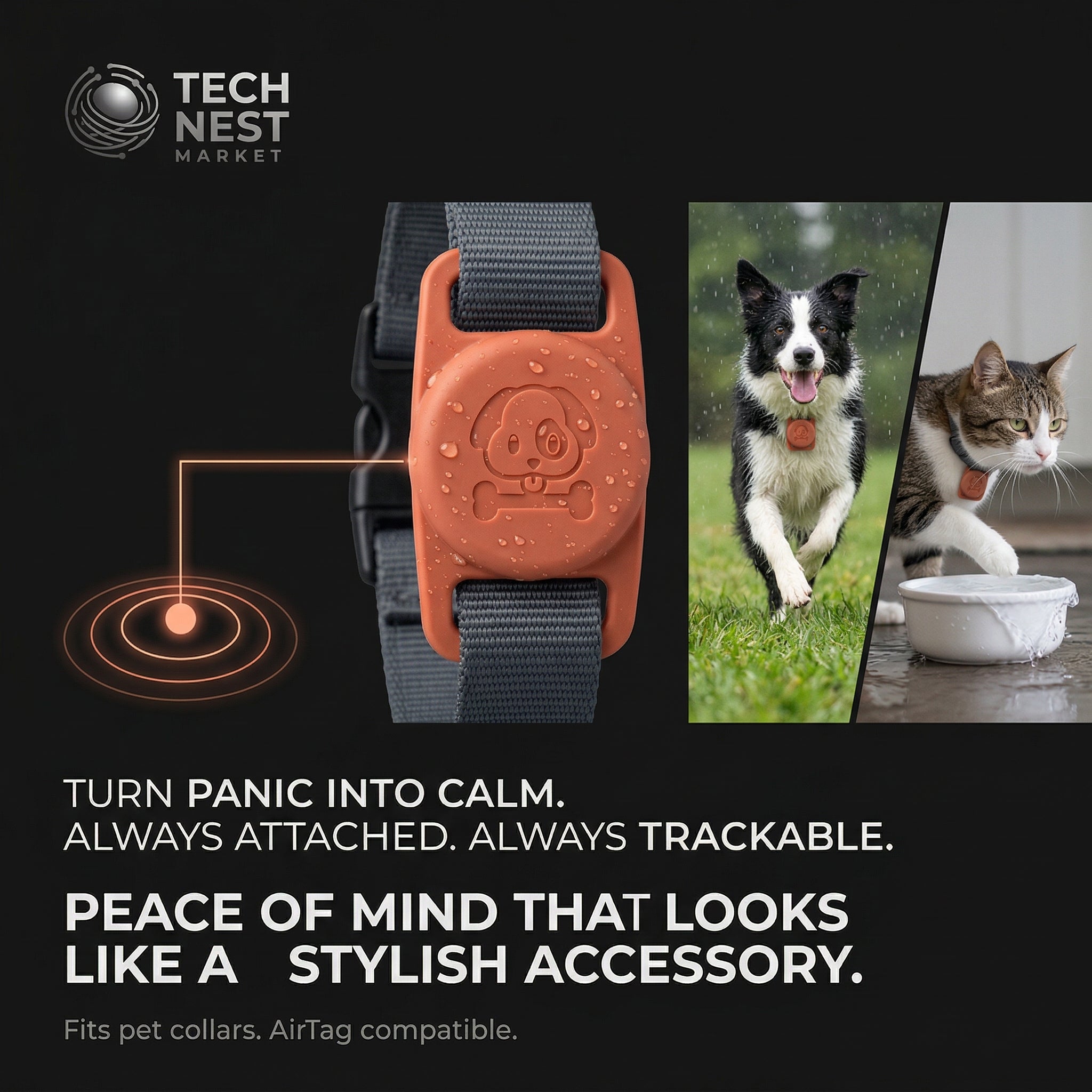 Waterproof Silicone Case for Apple Airtag Ideal for Dog and Cat Collars Slim and Stylish Anti-lost Tracker for Pets