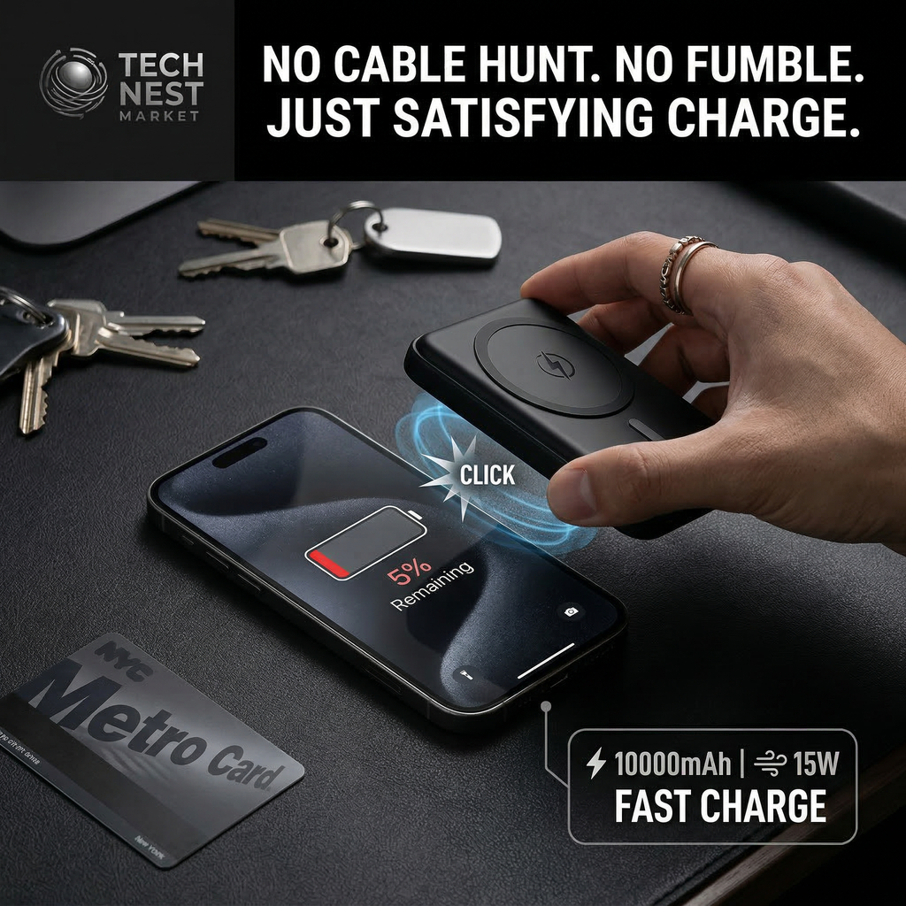 10000mAh: 15W Magsafe Fast Charging Power Bank