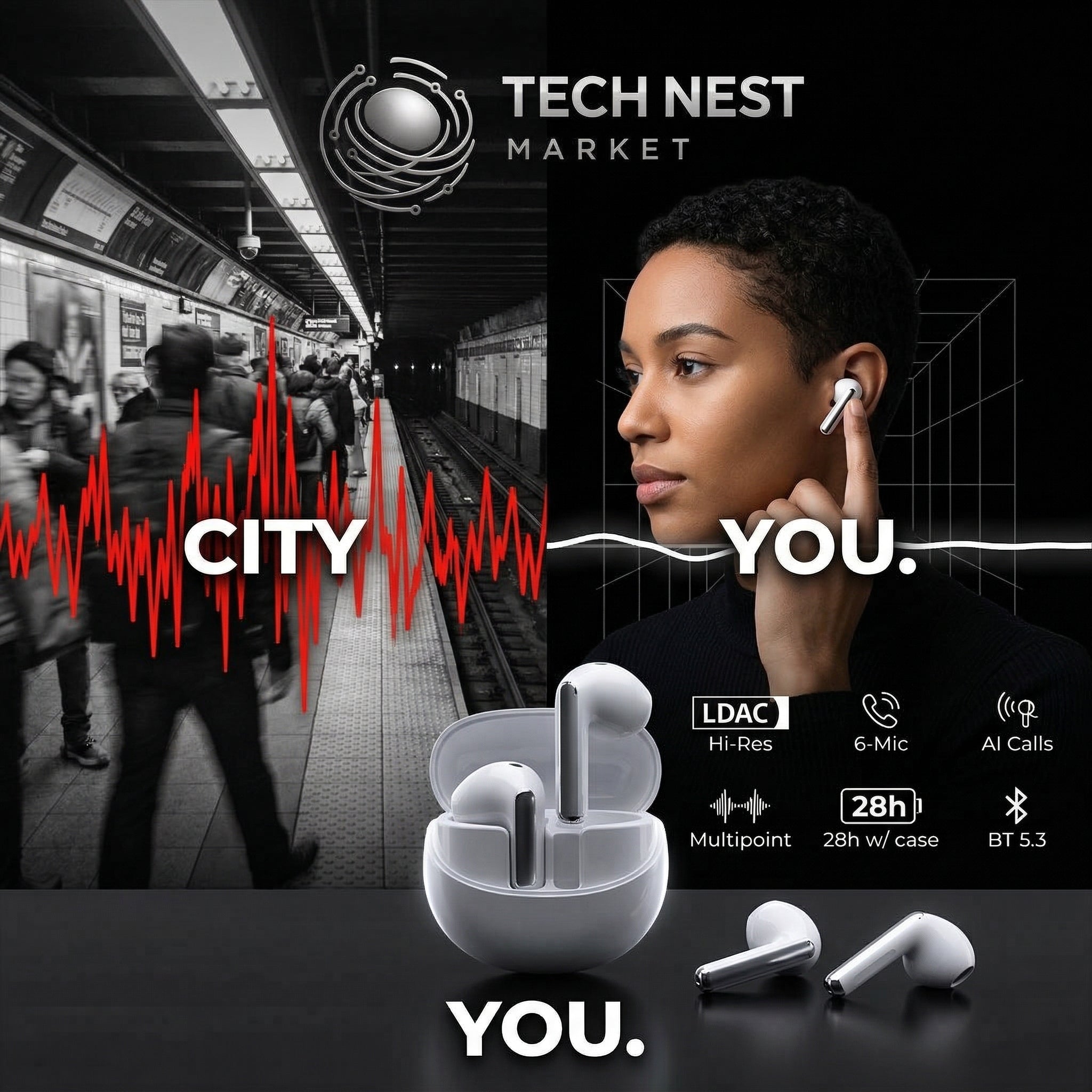 EarBuds Pro+ ANC Wireless  Hi-Res Audio with LDAC Bluetooth 5.3  HD Call Multipoint Connection