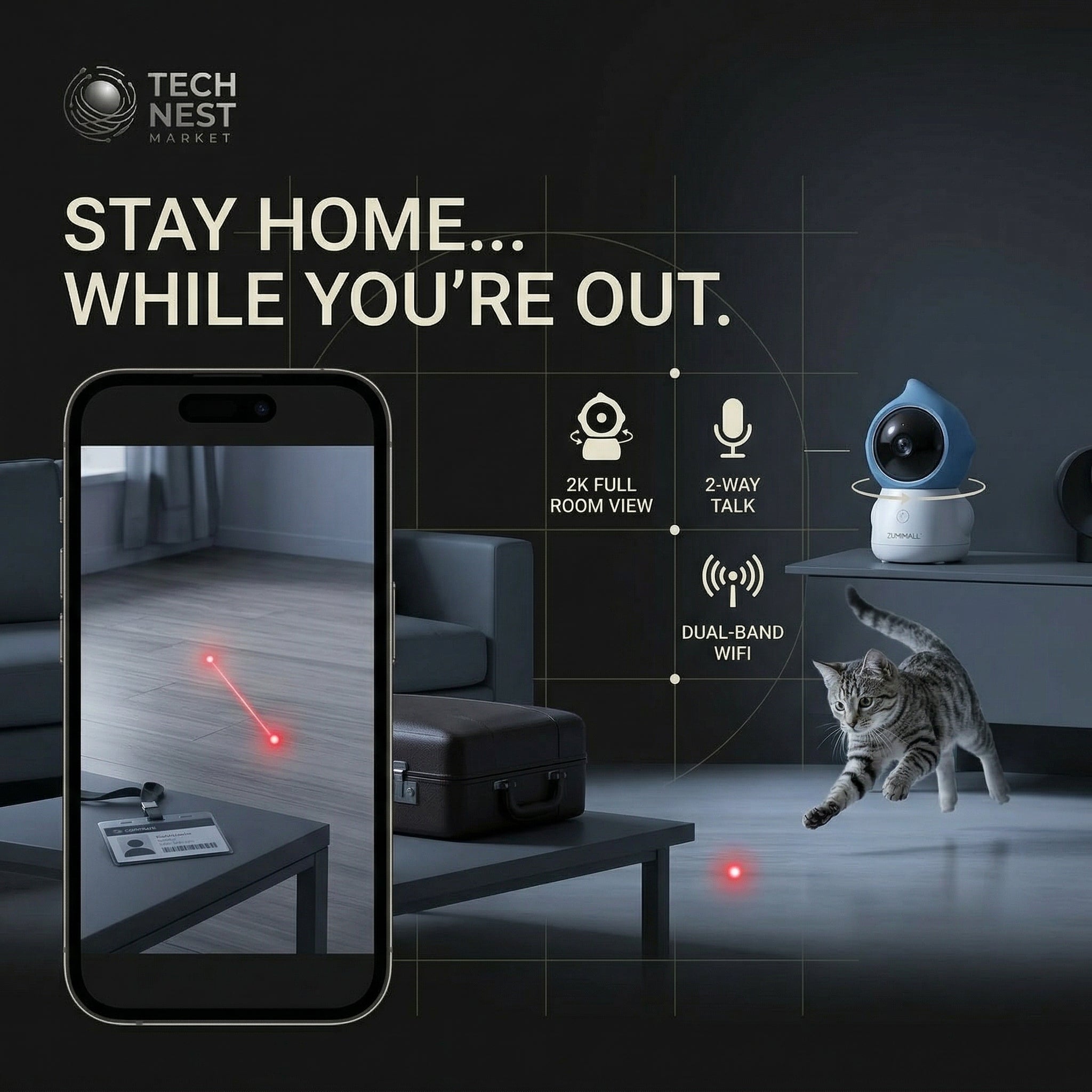 5GWiFi  Pet Camera with Laser light for Pets -  Full-Room View, 2-Way Audio