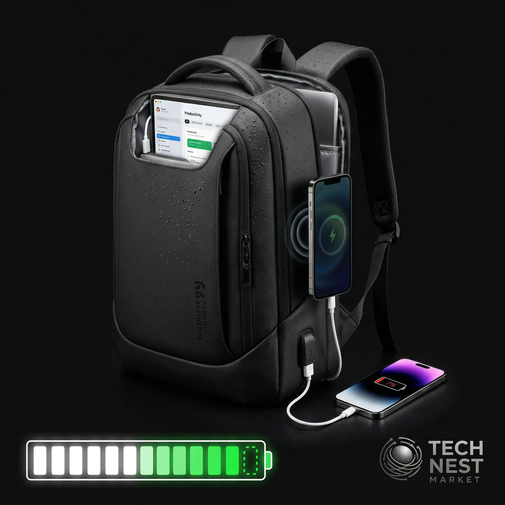 Laptop Backpack with USB Charging Port WaterResistant for 15.6 Inch Computer Bag Durable HighTech Daypack Casual Backpac
