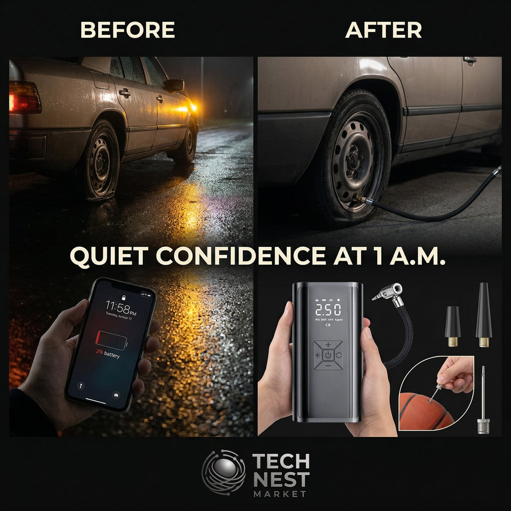 Portable Air Pump, LED Display, Wireless for Vehicle, Motorcycle,  Balls