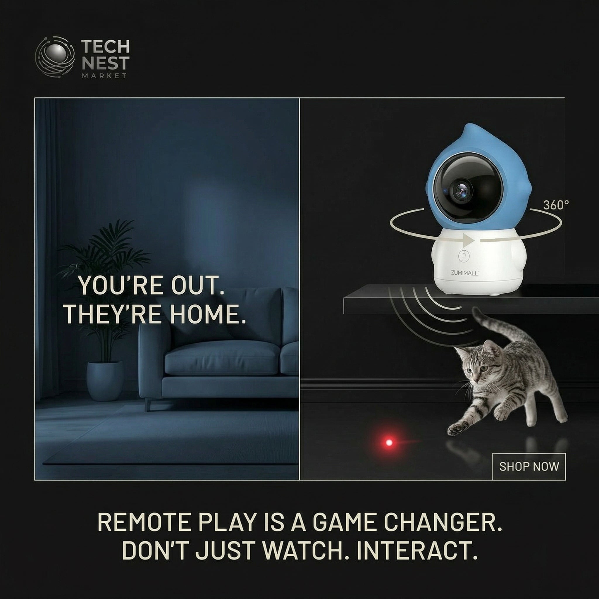 5GWiFi  Pet Camera with Laser light for Pets -  Full-Room View, 2-Way Audio