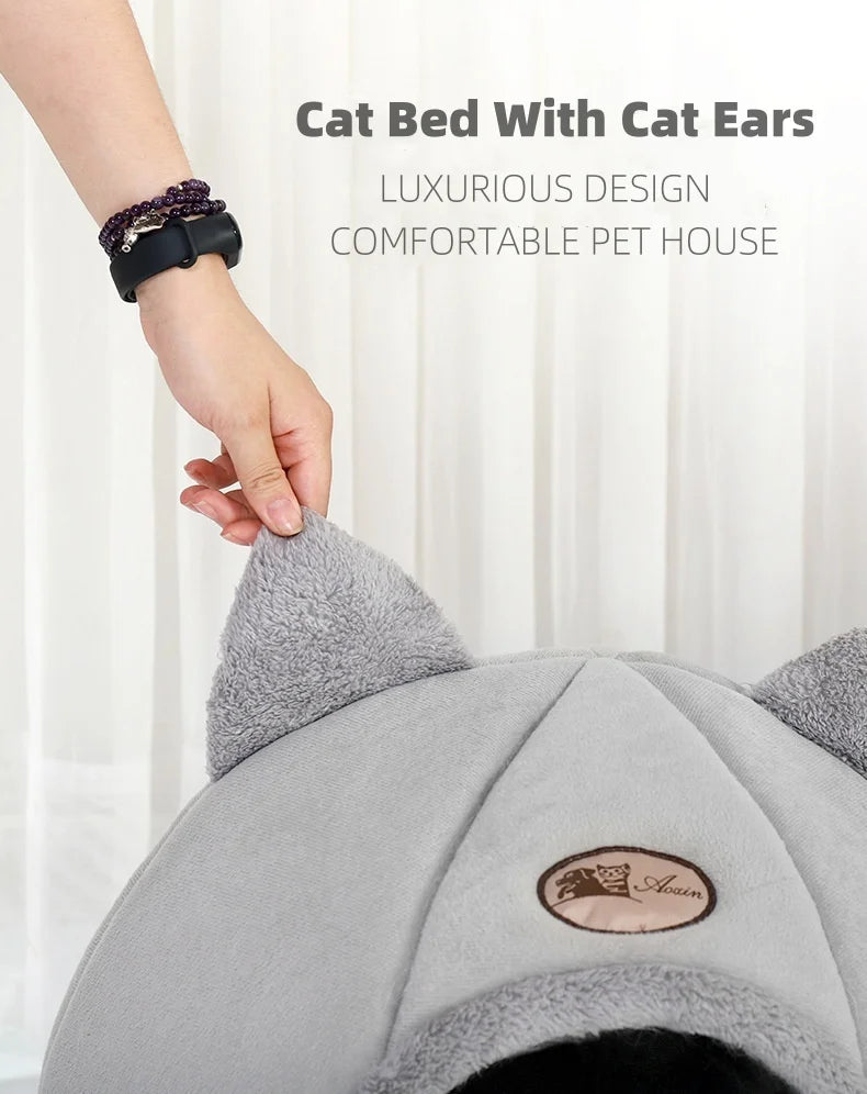 Cat bed House - Non-Slip Semi-Closed cozy Nest