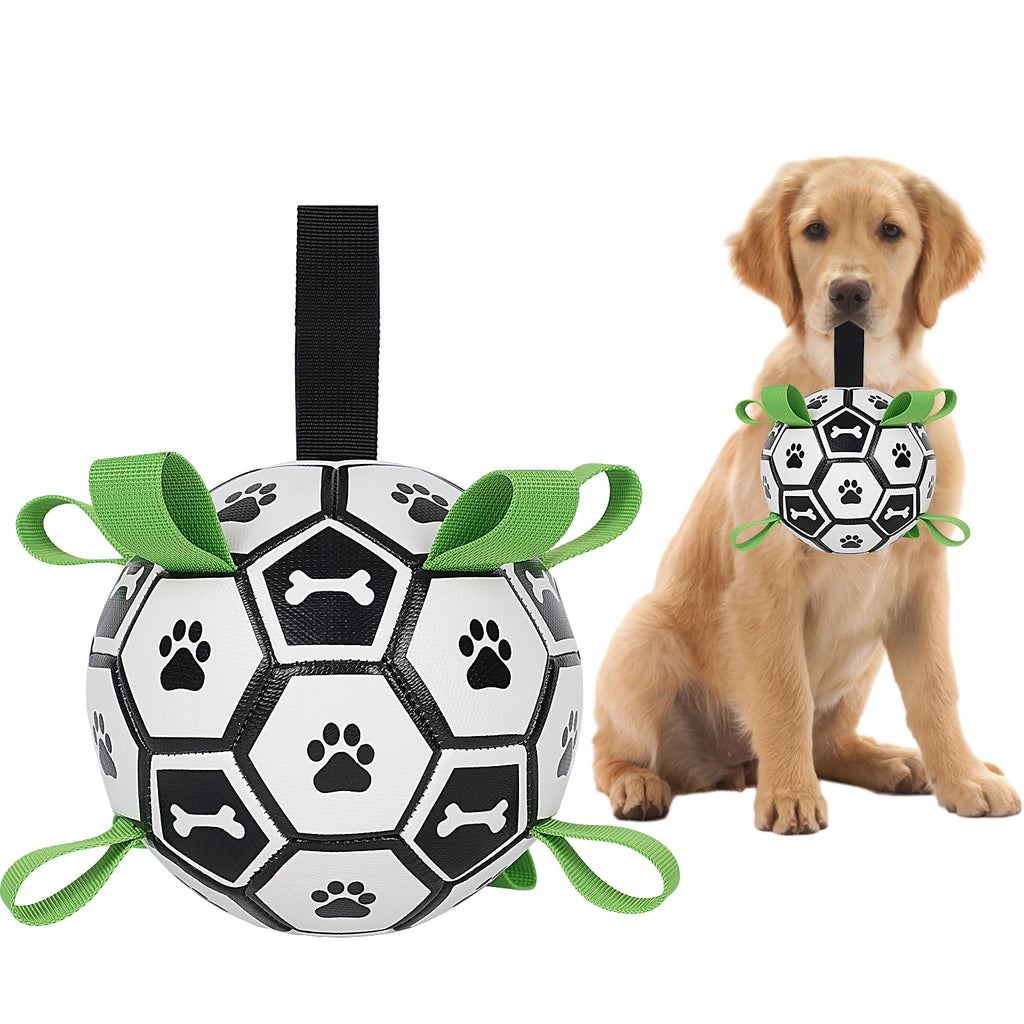 Dog Toy Soccer Ball with Straps