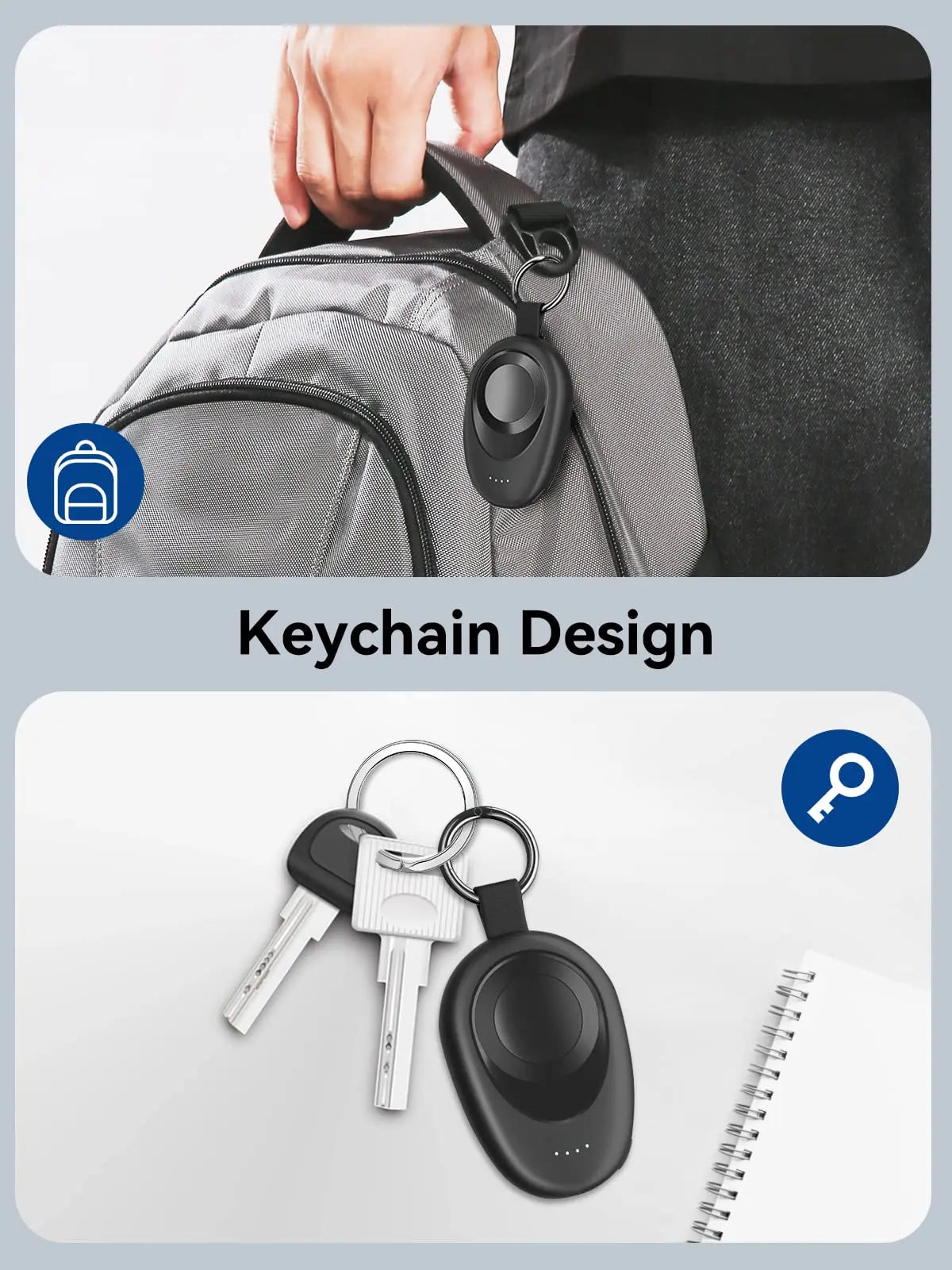 Portable Power Bank Charger for Apple Watch Keychain.