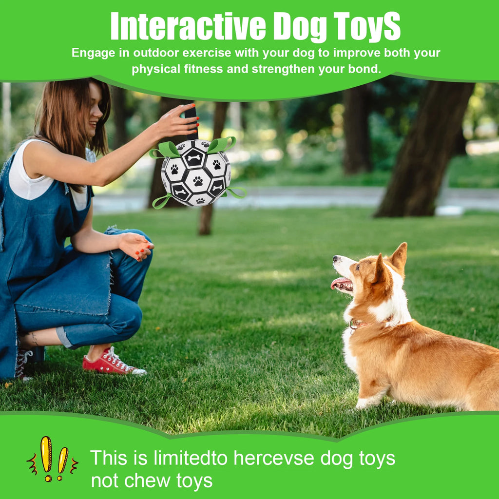 Dog Toy Soccer Ball with Straps