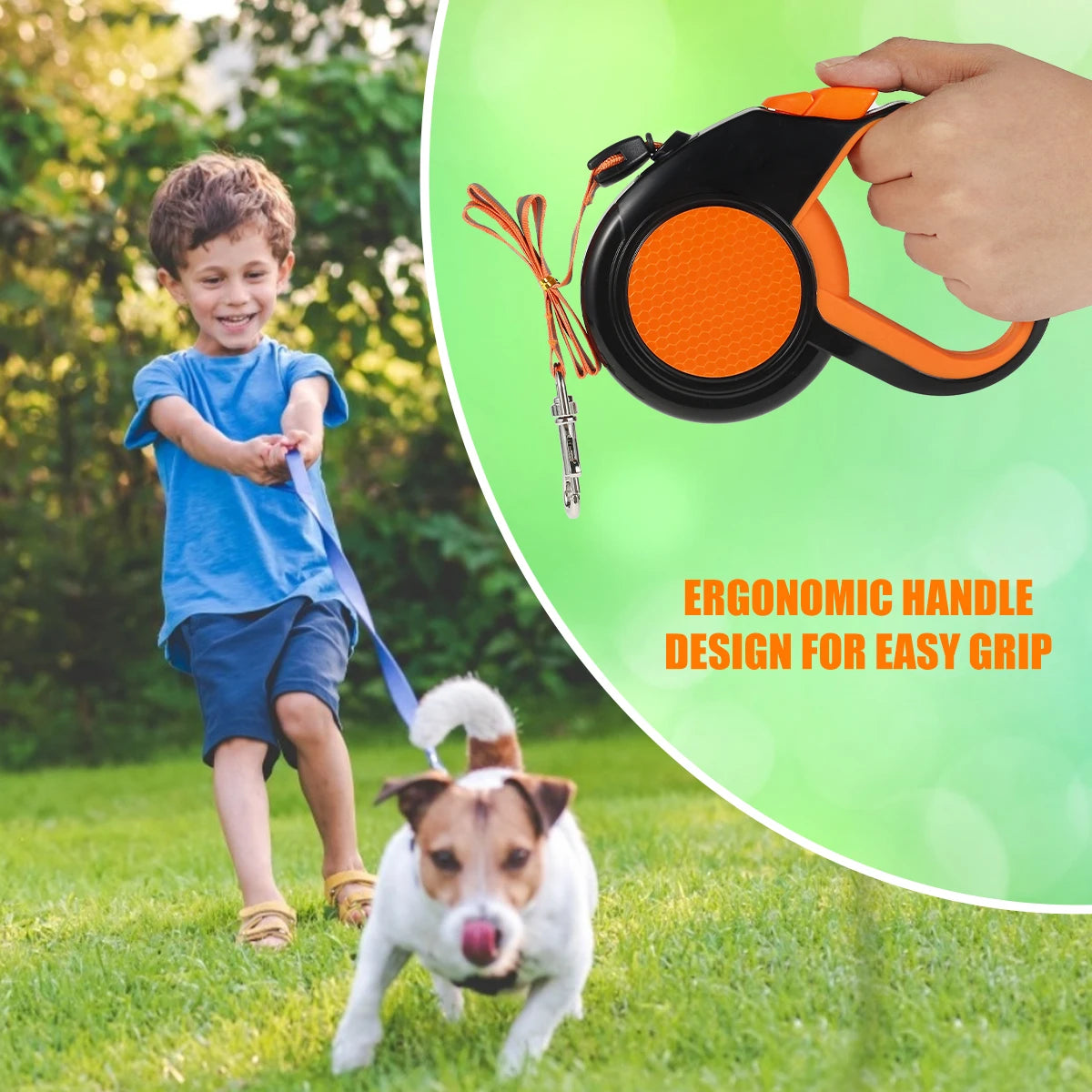 8M Retractable Heavy Duty Dog Leash, with Strong Reflective Tape,  Non-Slip Handle for Small Medium Large Dogs