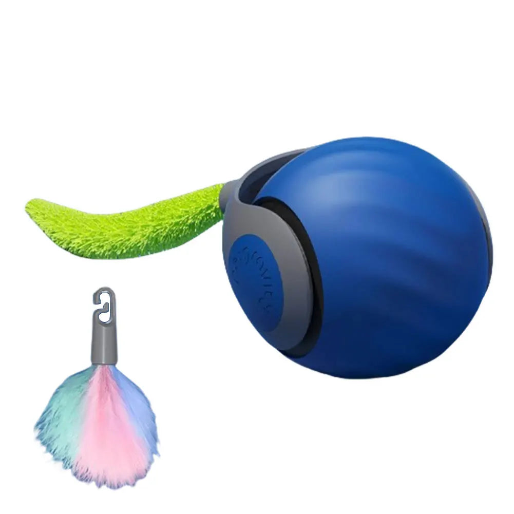 Cats Interactive Ball Toys Automatic Rolling Ball with Faux Tail USB Rechargeable SmartElectric Pet Toy for Teaser and Training