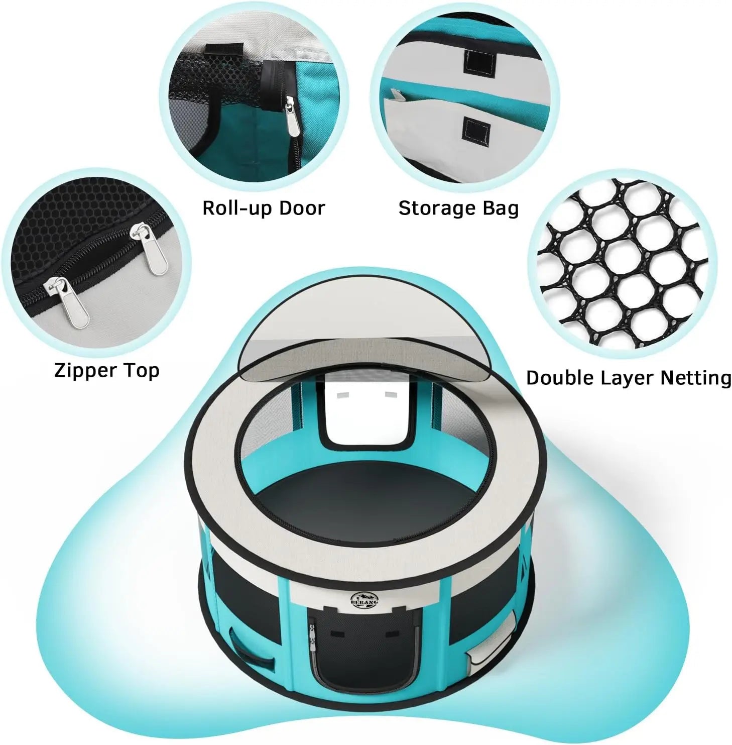 Large Foldable Pet Playpen Indoor Outdoor Exercise Pen with Carrying Case