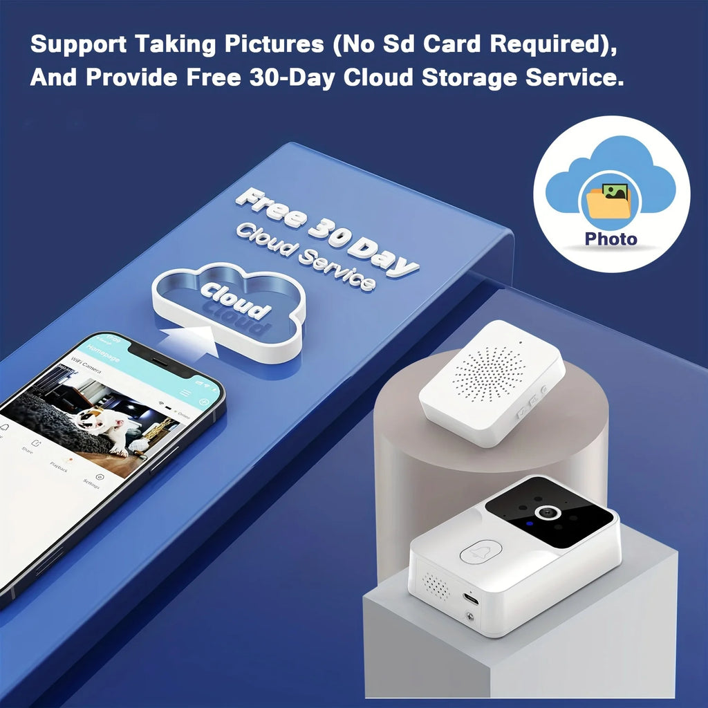 Smart Video Doorbell Camera, Night Vision, Voice Change, 2-Way Audio.