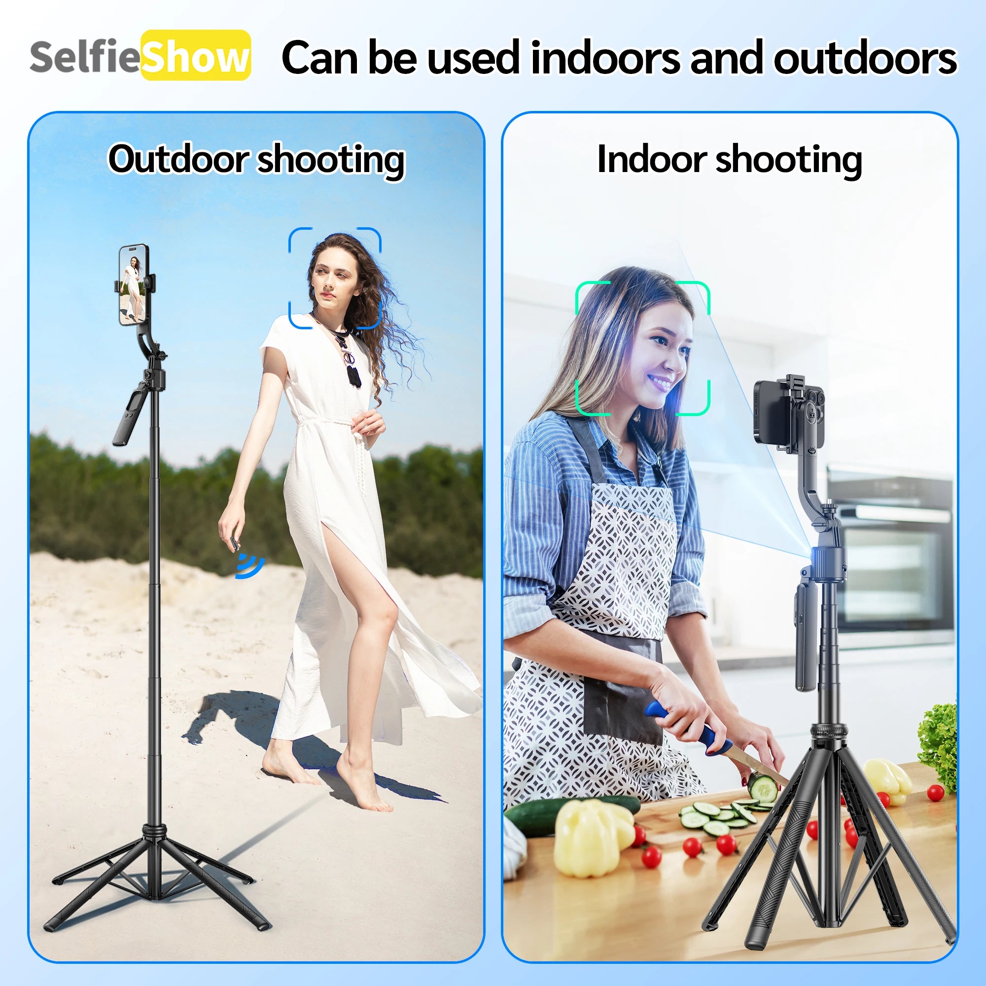 Tripod 360°Auto-Rotation AI Tracking Remote Control Bluetooth Shooting Quadrapod Selfie Stick Stabilizer Optional Fill Light