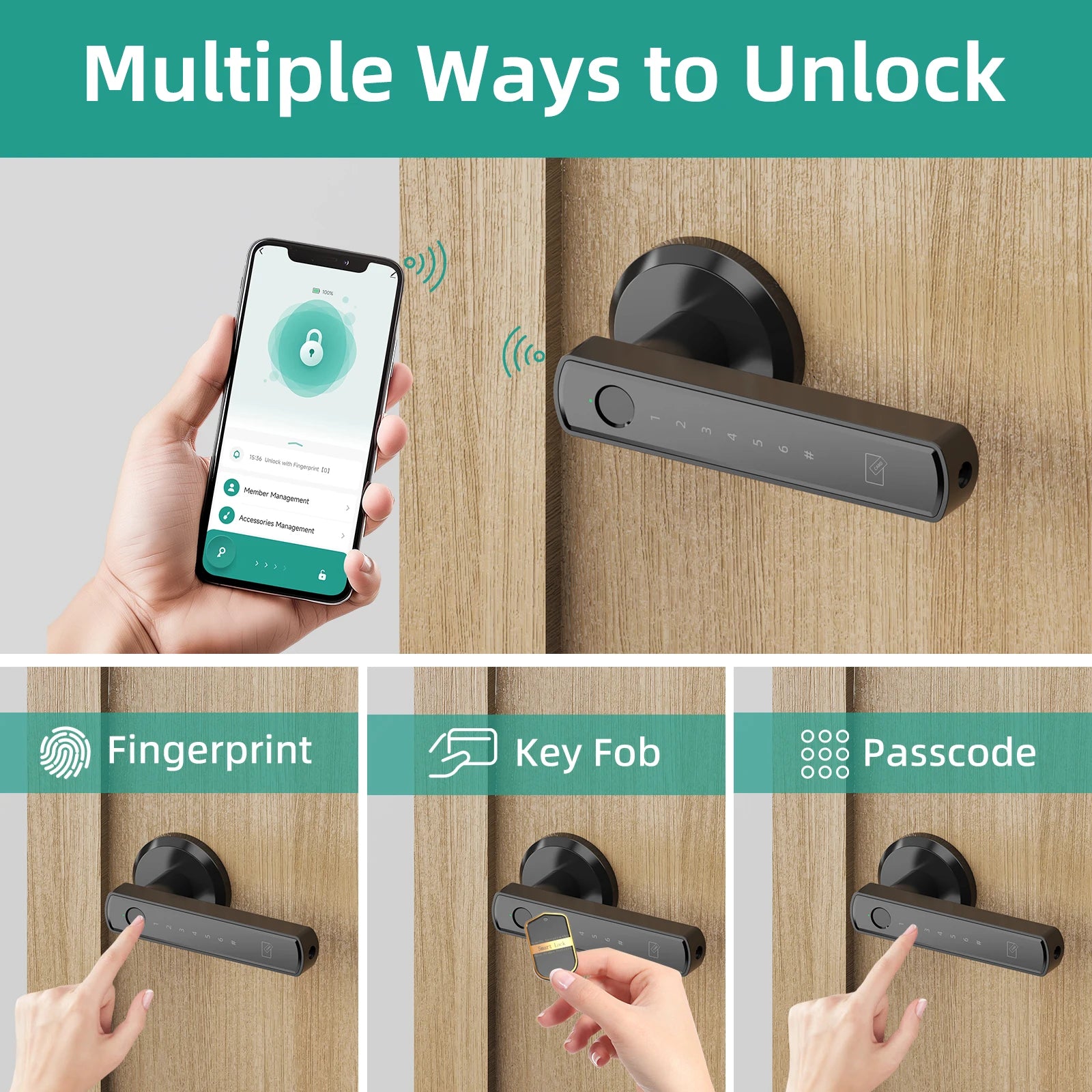 Smart Door Lock with Fingerprint, Passcode and Electronic Touchscreen Keypad