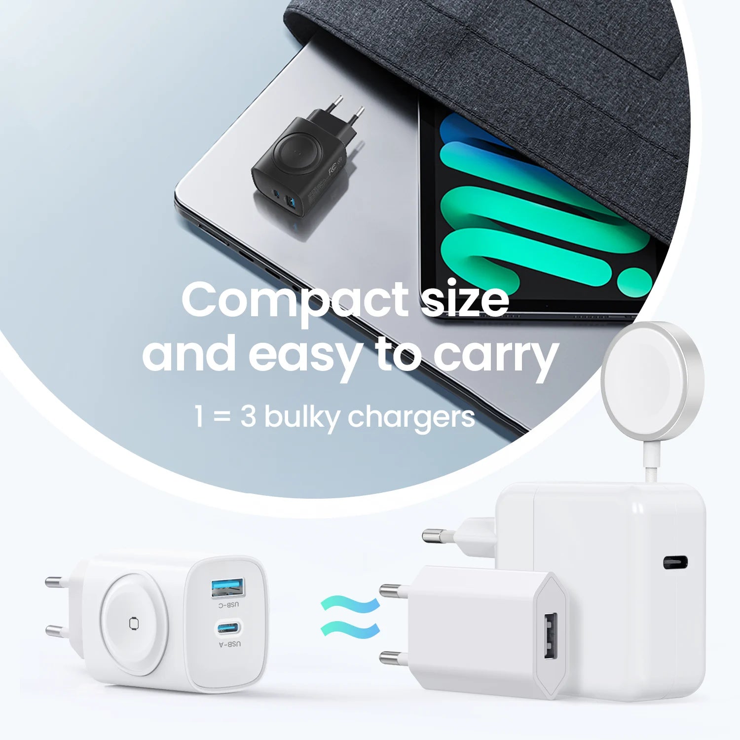 Fast Charging Block, 3 in 1 for Apple Watch, Iphone, Samsung