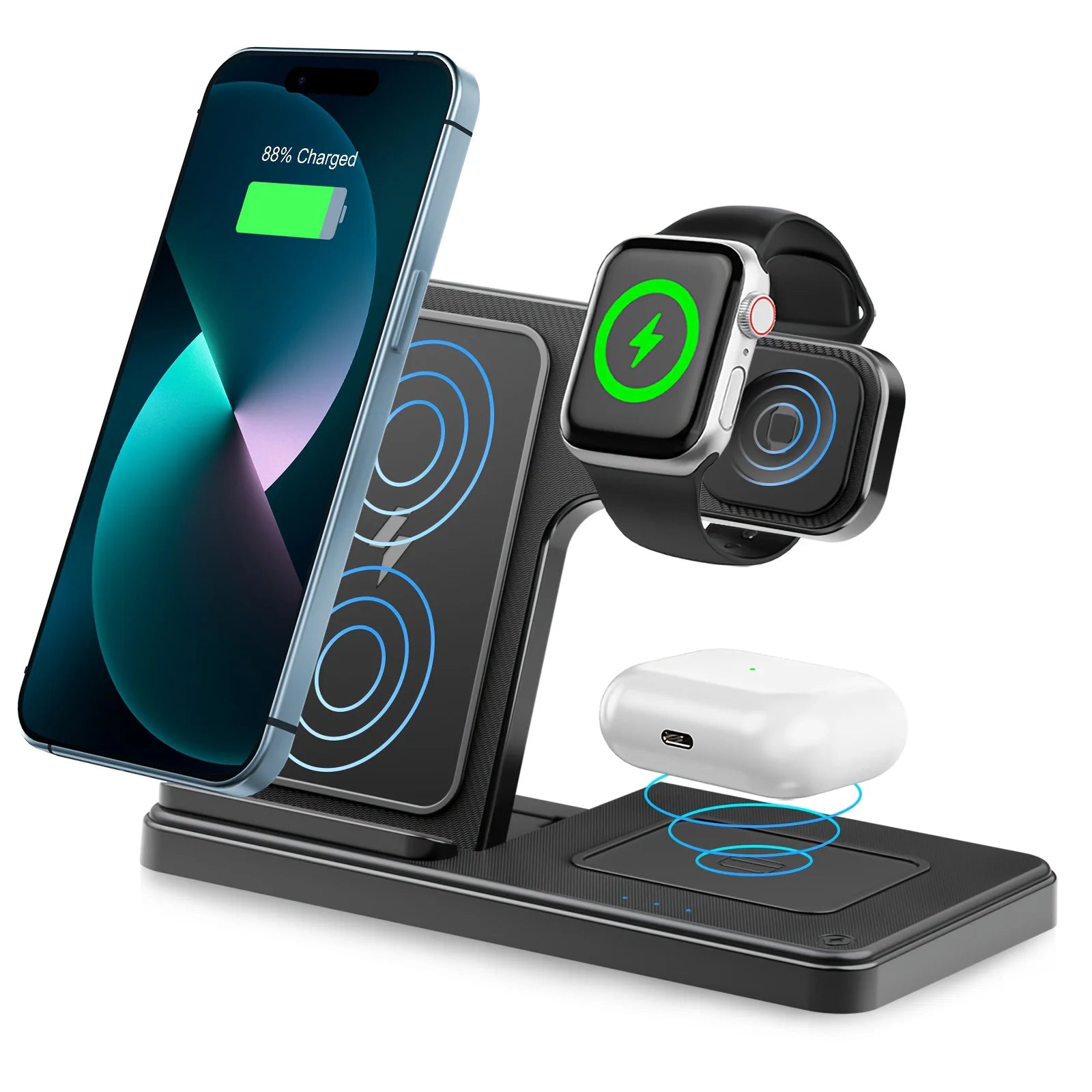 3 In 1 Fast Charging Dock Station  for iPhone, Apple Watch,  Airpods.