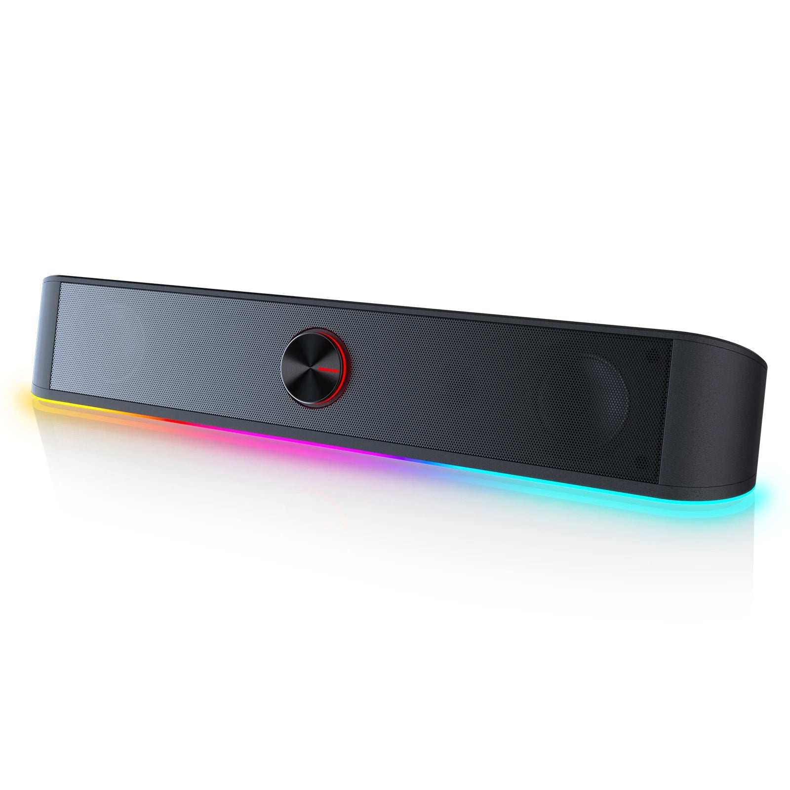Desktop Soundbar, 2.0 Channel Computer Speaker with Dynamic Lighting Bar Audio-Light Sync/Display