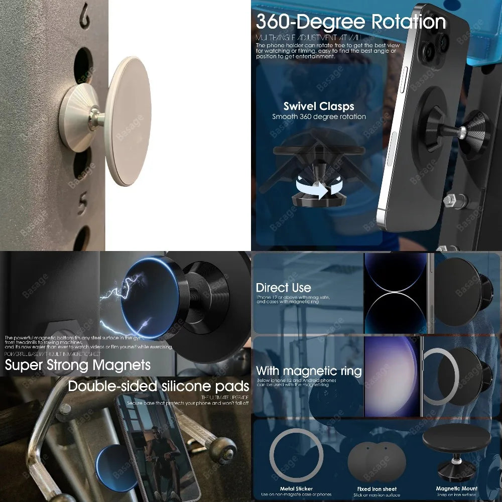 Magnetic  Double-sided  Phone holder. Ideal for Gym Machines.