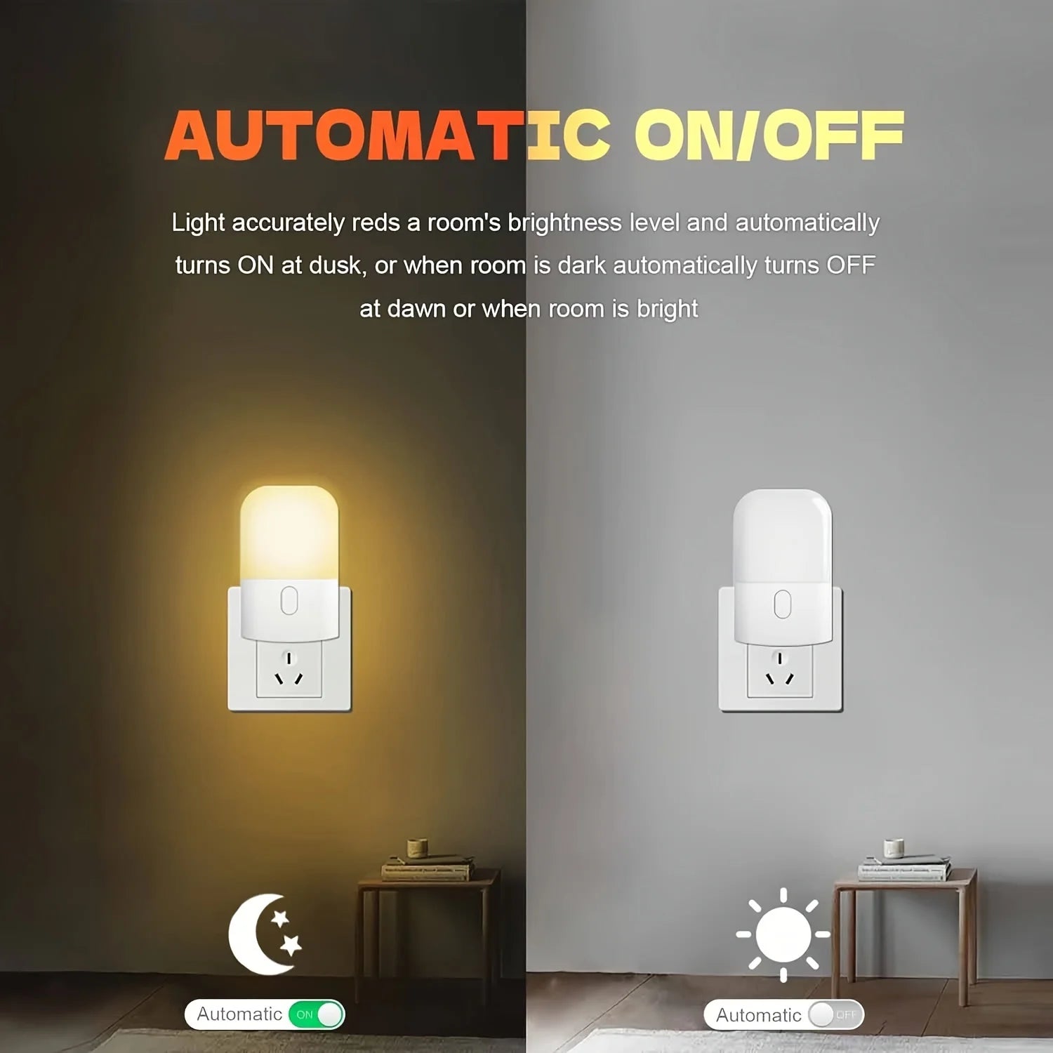 Smart LED Night Light, Plug-In Wall Sconce.