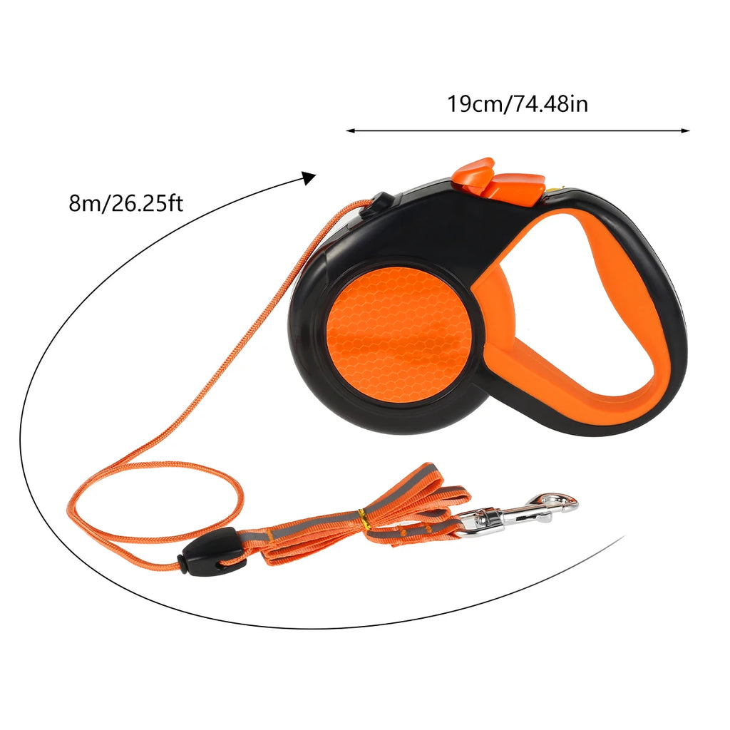 8M Retractable Heavy Duty Dog Leash, with Strong Reflective Tape,  Non-Slip Handle for Small Medium Large Dogs