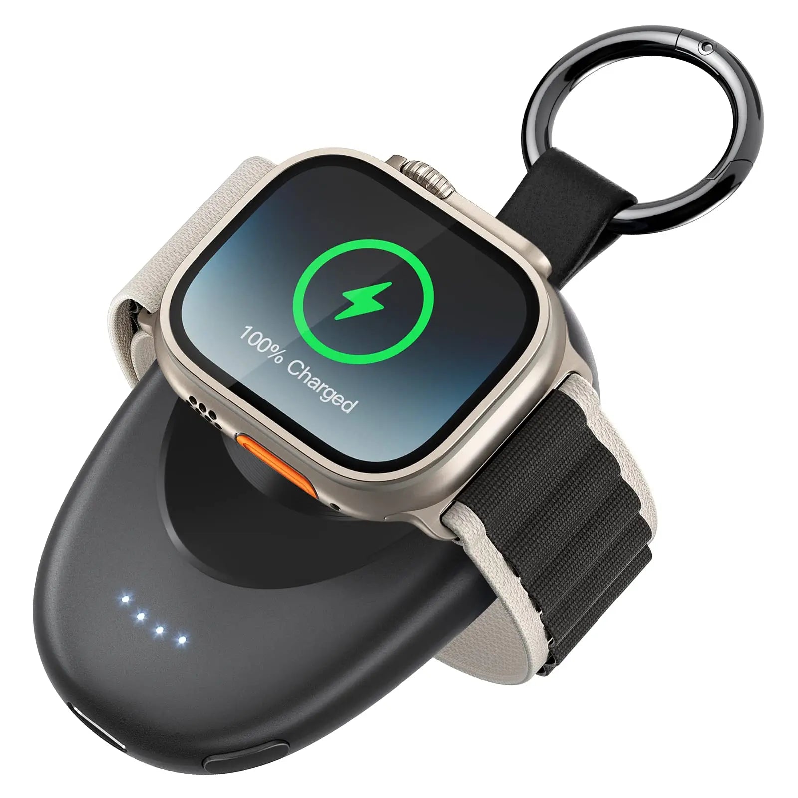 Portable Power Bank Charger for Apple Watch Keychain.