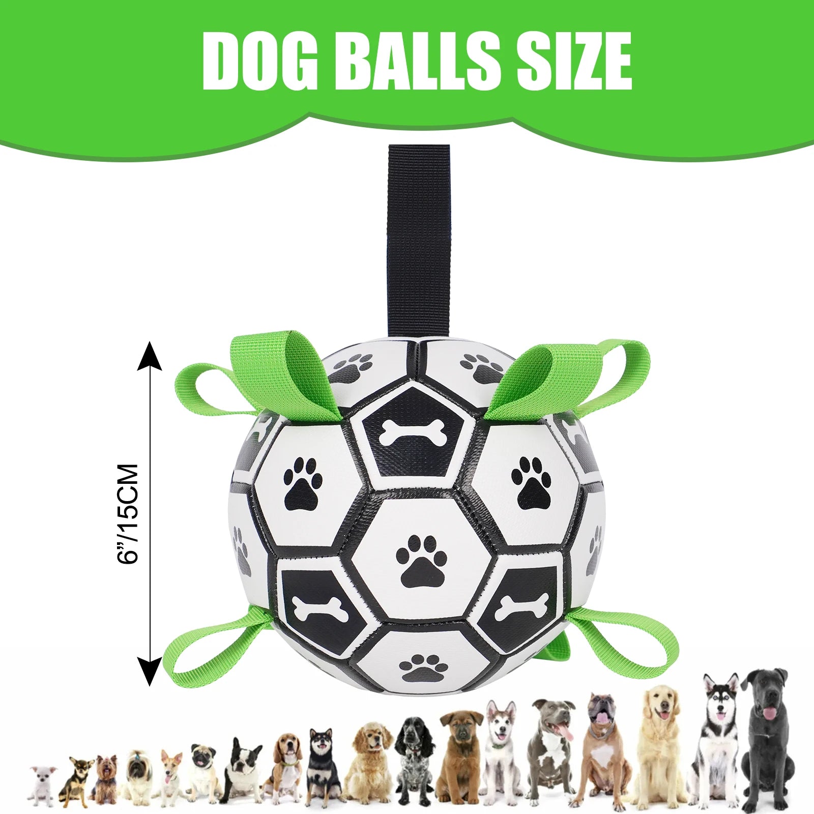 Dog Toy Soccer Ball with Straps