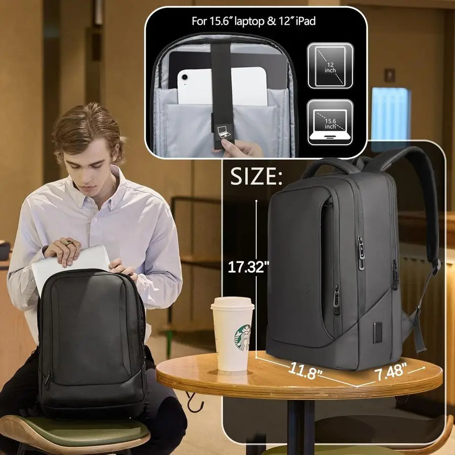 Laptop Backpack for Men with USB Charging Port WaterResistant for 15.6 Inch Computer Bag Durable HighTech Daypack Casual Backpac