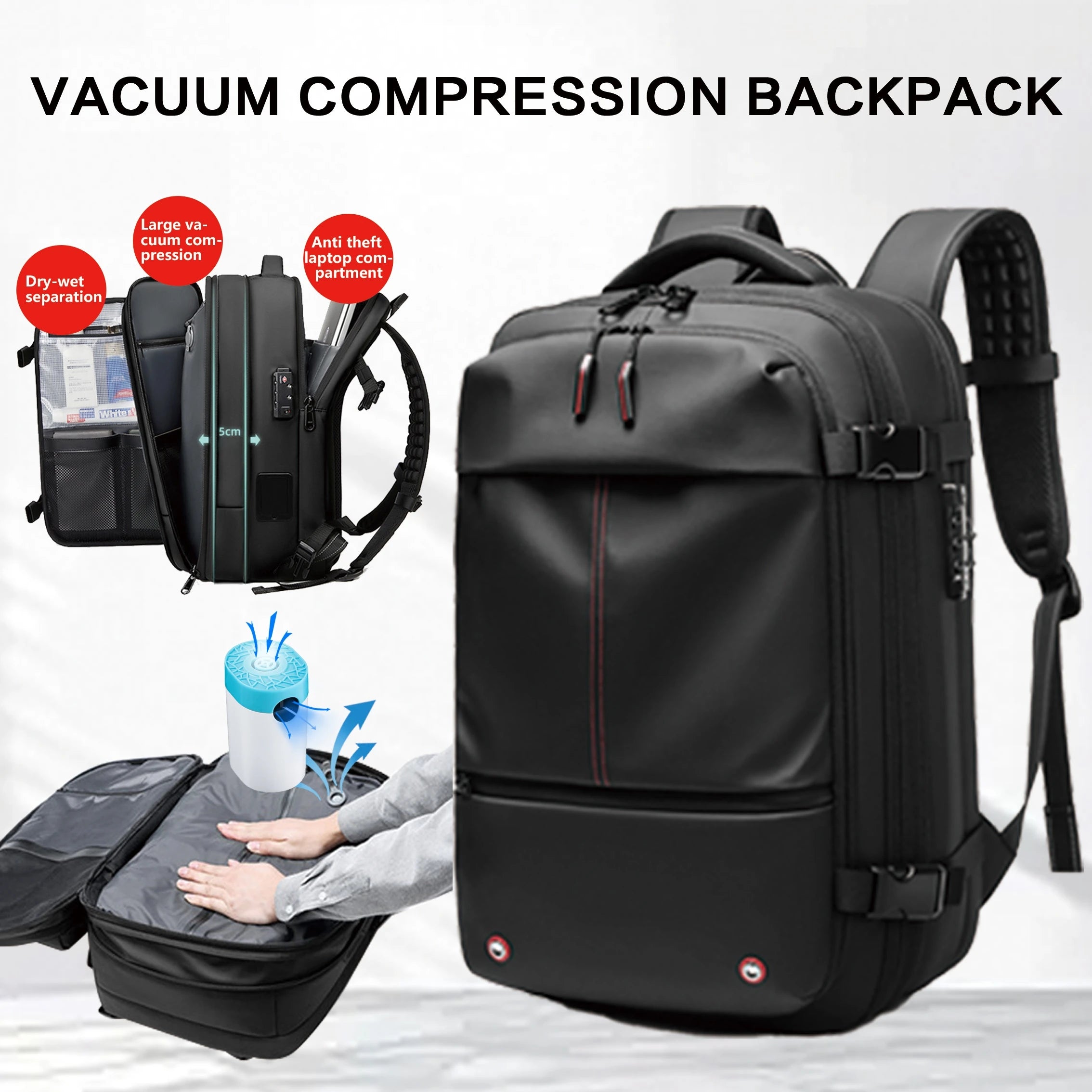 Travel Backpack Vacuum Compression 17 inch Laptop,  Large Capacity,  School Backpack,  Expanded
