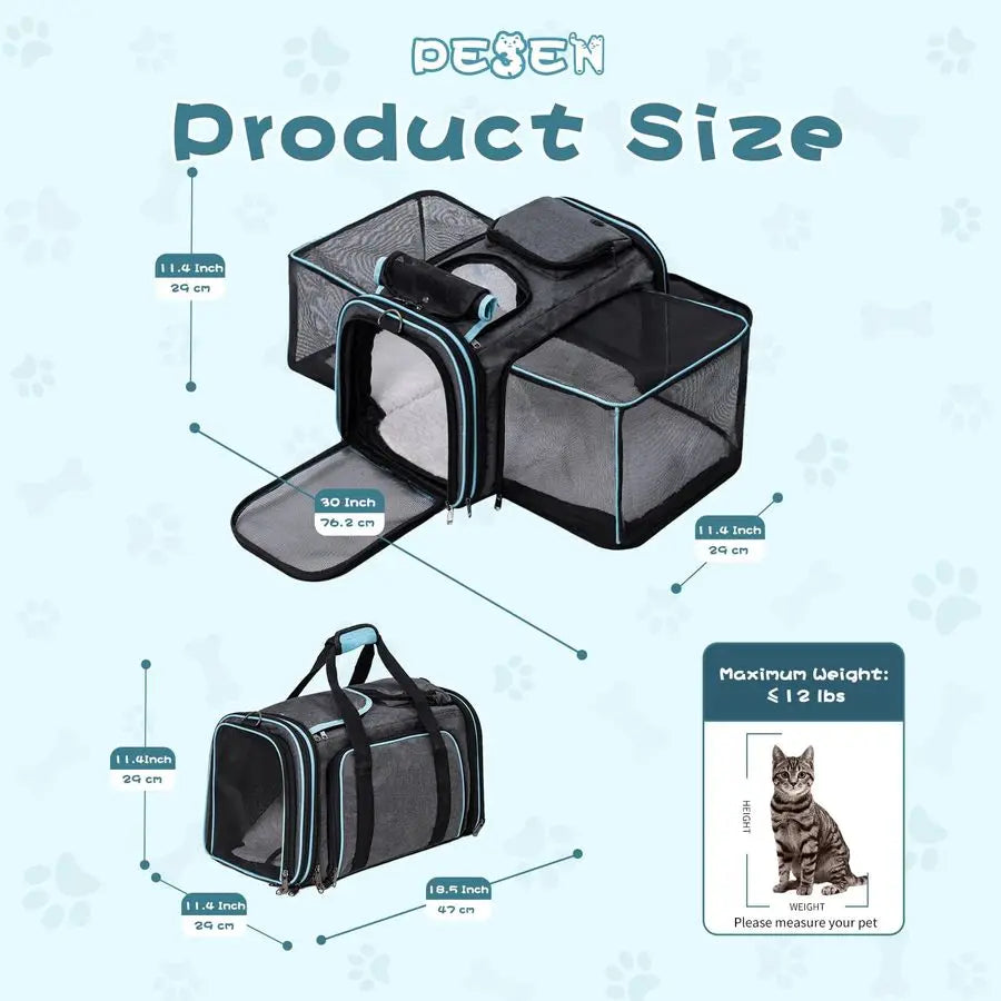 Expandable Dog amp Cat Carrier, Airline Approved Soft Pet Carrier, Breathable amp Collapsible Design, Ideal for Small Dogs, Cats
