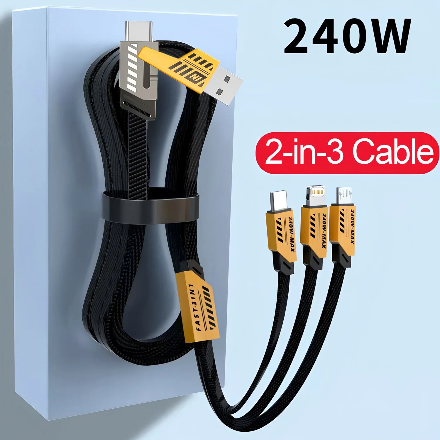 Fast Charger for iPhone/Computer/Samsung 2-in-3 Cable