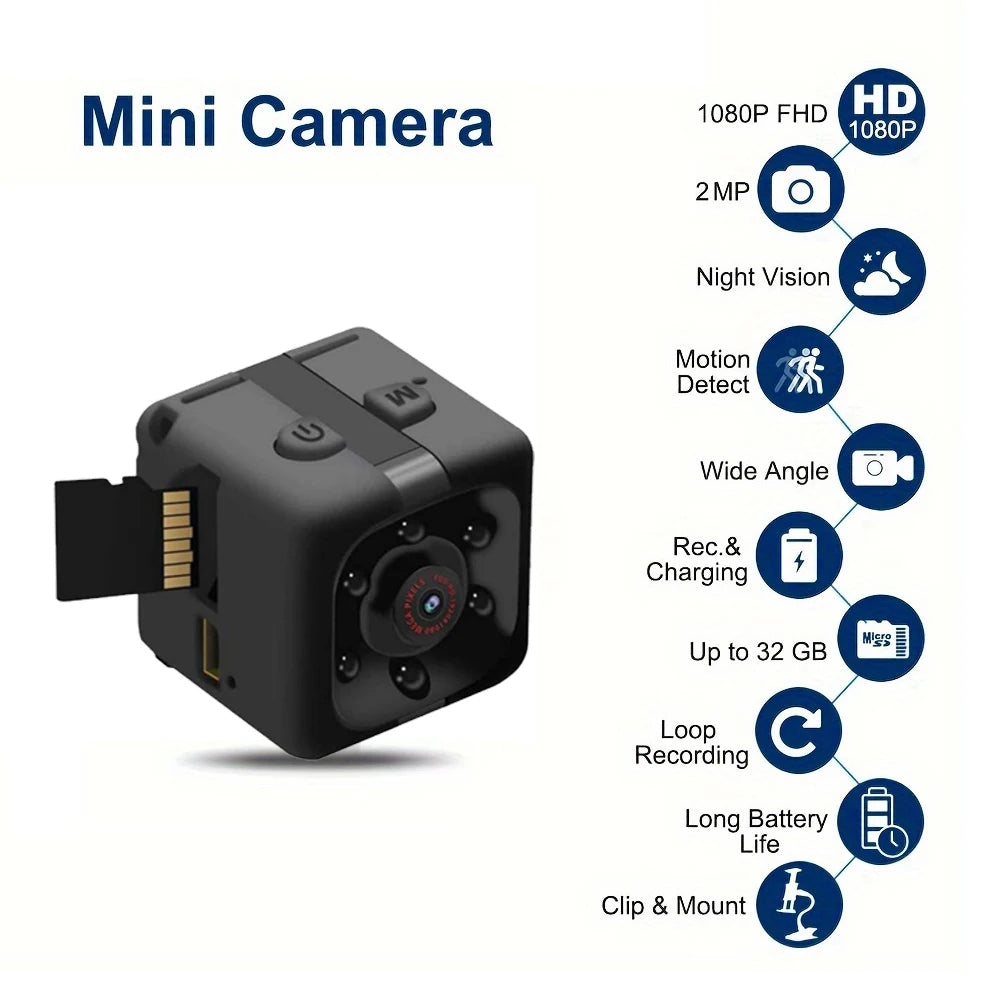 Mini Camera 1080P, Full HD with Night Vision, Motion Activation for Indoor / Outdoor