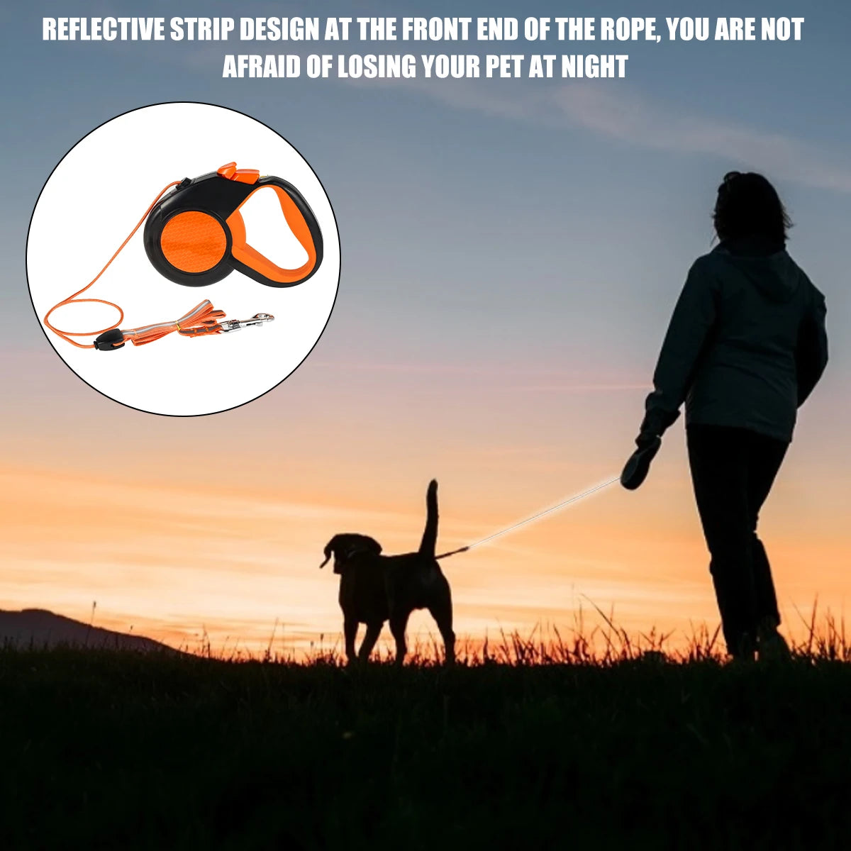 8M Retractable Heavy Duty Dog Leash, with Strong Reflective Tape,  Non-Slip Handle for Small Medium Large Dogs