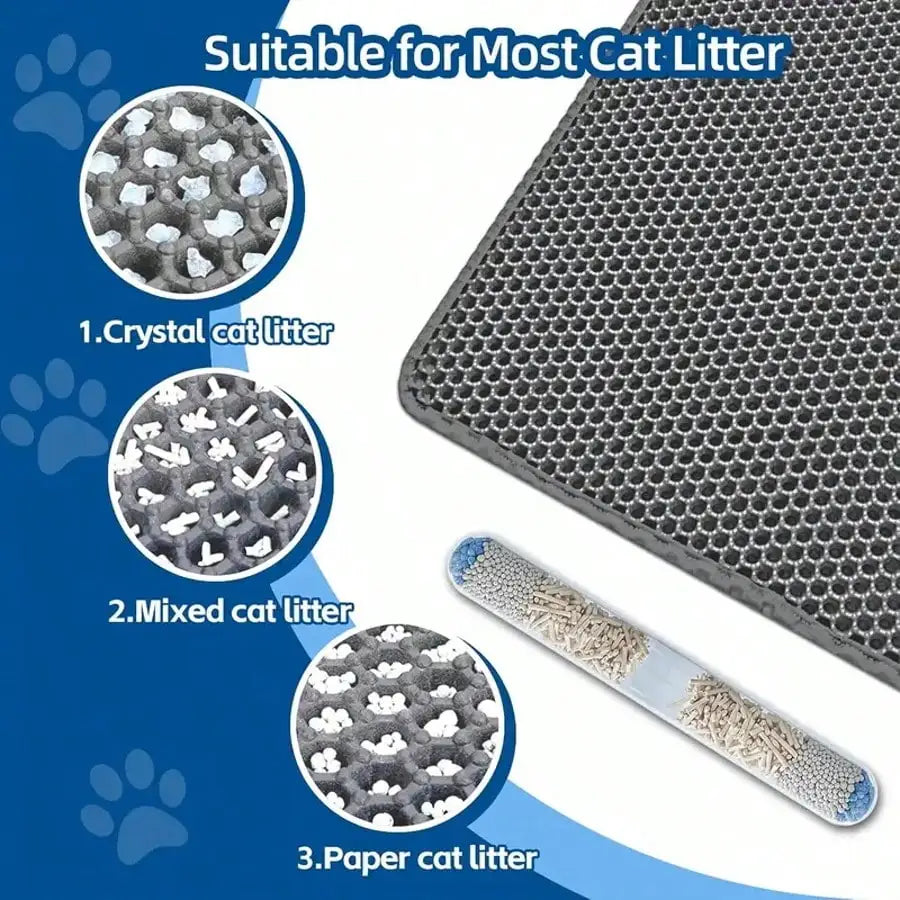 Extra-Large Double-Layer EVA Cat Litter Mat Non-Slip Washable Litter Trapping