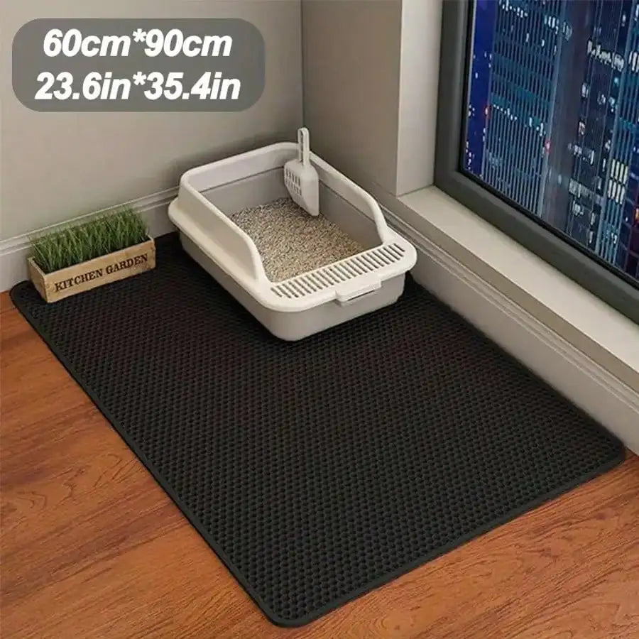 Extra-Large Double-Layer EVA Cat Litter Mat Non-Slip Washable Litter Trapping