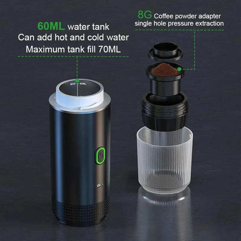 Portable Wireless Espresso Coffee Machine Autoheating.