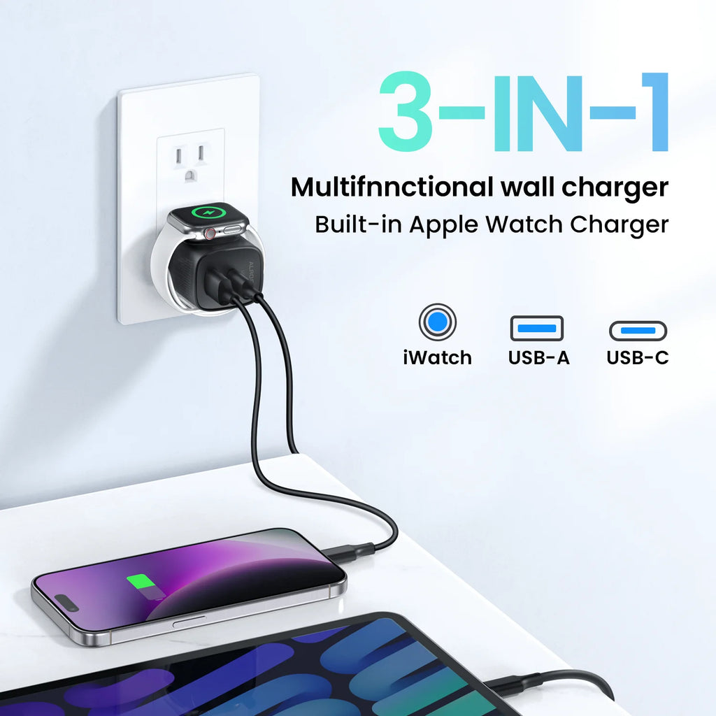 Fast Charging Block, 3 in 1 for Apple Watch, Iphone, Samsung