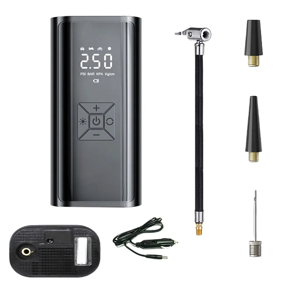 Portable Air Pump, LED Display, Wireless for Vehicle, Motorcycle,  Balls