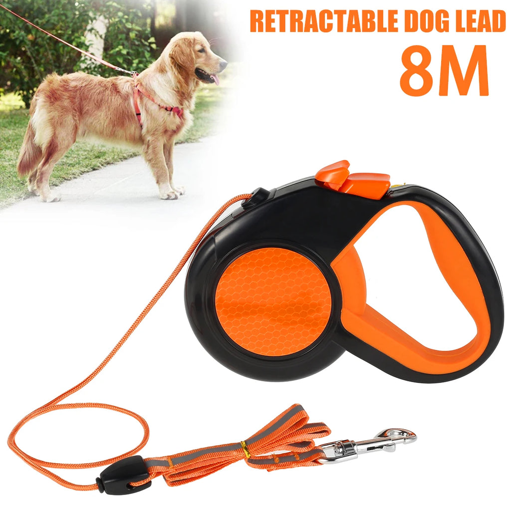 8M Retractable Heavy Duty Dog Leash, with Strong Reflective Tape,  Non-Slip Handle for Small Medium Large Dogs