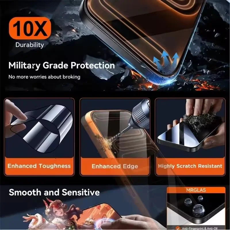 3Pcs Oleophobic Coating Dust Free Easy Installation Screen Protector for IPhone 17 16 15 14 13 Pro Max Plus Air 16E HD Glass